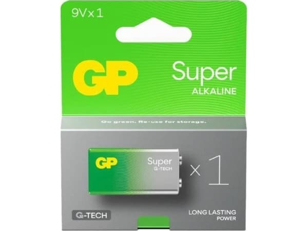 GP Batteries Super Alkaline 9V, Engangsbatteri, Alkalinsk, 9 V, 25,5 mm, 16,5 mm, 47,5 mm