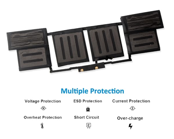 Højkapacitet Li-polymer batteri til Apple MacBook Pro 15" A1707, 6667mAh, 11,4V