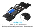 Miniatyrbillede 4 af 5: Højkapacitet Li-polymer batteri til Apple MacBook Pro 15" A1707, 6667mAh, 11,4V