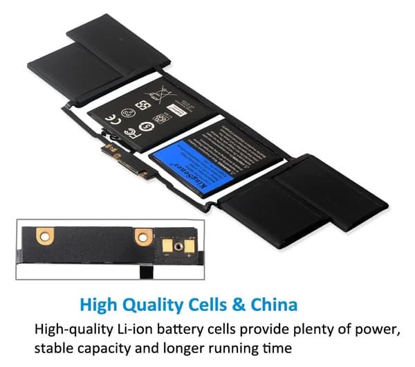 Højkapacitet Li-polymer batteri til Apple MacBook Pro 15" A1707, 6667mAh, 11,4V