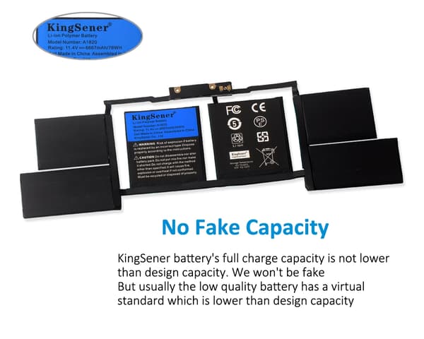 Højkapacitet Li-polymer batteri til Apple MacBook Pro 15" A1707, 6667mAh, 11,4V