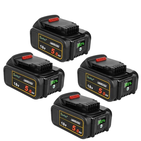 18V/20V Litiumjonbatteri 5Ah, Hög kapacitet, Digitalt kraftdisplay,4 stycken 5Ah batteri