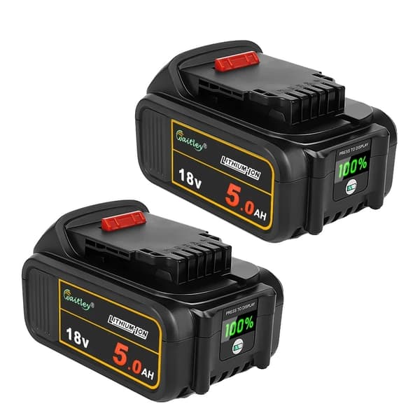 18V/20V Litiumjonbatteri 5Ah, Hög kapacitet, Digitalt kraftdisplay,4 stycken 5Ah batteri