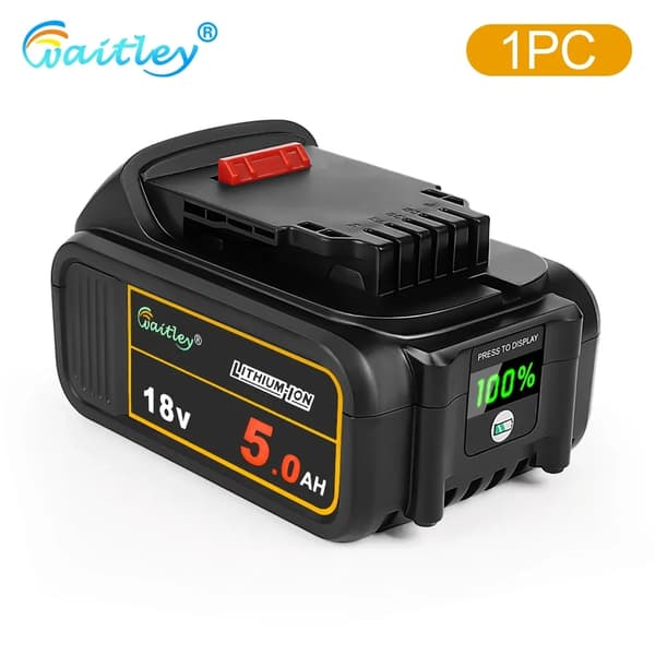 18V/20V Litiumjonbatteri 5Ah, Hög kapacitet, Digitalt kraftdisplay,4 stycken 5Ah batteri
