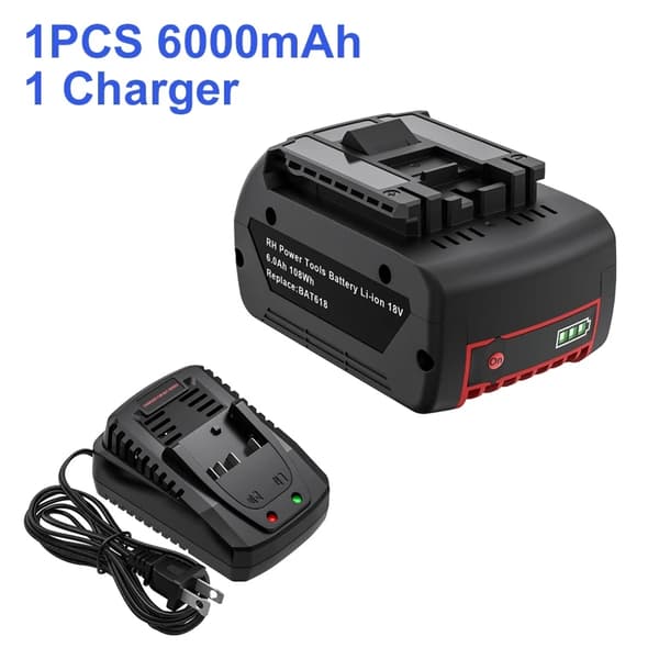 6000mAh Li-ion batteri för Bosch, 18V hög kapacitet, CE-certifierad,1 batteri 1 laddare