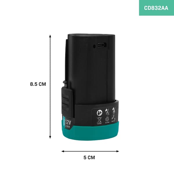 VONROC Batteri 12V – 2.0Ah – 12V Plattform - Inkl. USB-c kabel