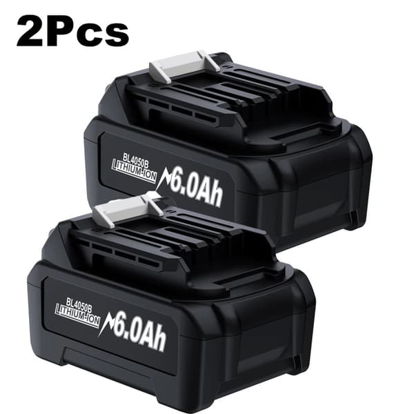 40V Litium-Ion Batteri, 6.0Ah Kapacitet, Kompatibel med Makita Elverktyg,2 st 6.0Ah batteri