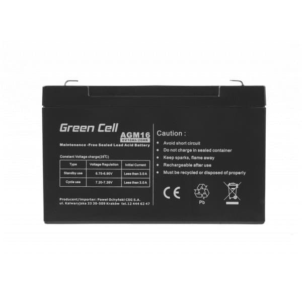 Green Cell AGM16 UPS batteri Forseglet blysyre (VRLA) 6 V 10 Ah