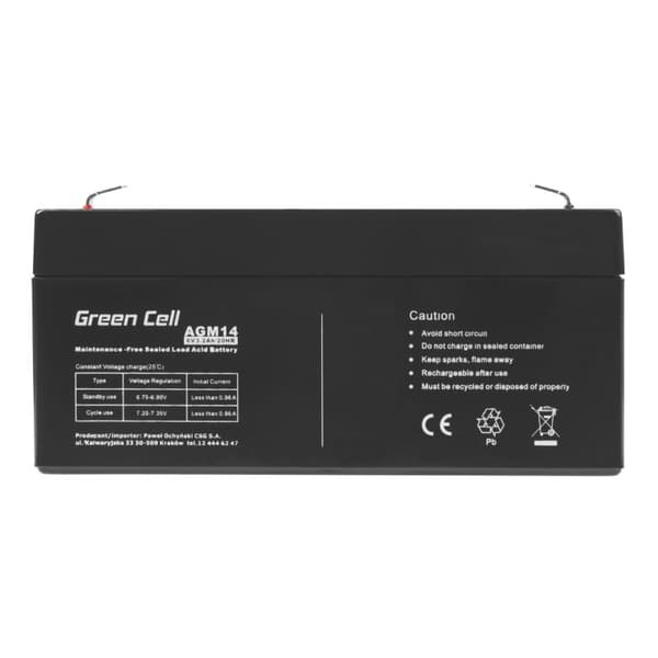Green Cell AGM14 UPS batteri Forseglet blysyre (VRLA) 6 V 3,2 Ah