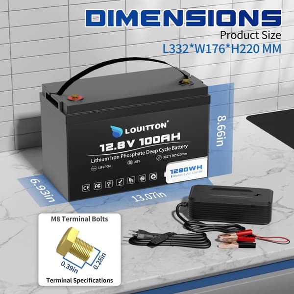 12V Lithium Jern Fosfat Batteri, 100Ah Kapacitet, Høj Afladningsstrøm,12V 100AH