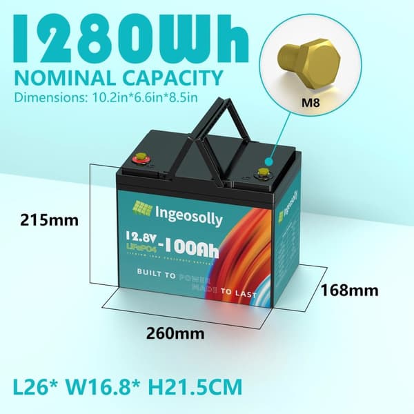 12V 100AH Lithium Jern Fosfat Batteri, 6000 Cyklus Liv, 200A Spidsstrøm,12V 100AH