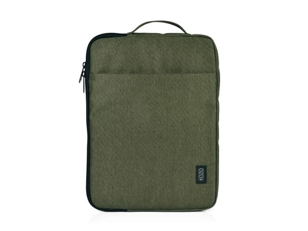 Computersleeve KOZO med håndtag Olive genanvendt RPET op til 15,6"