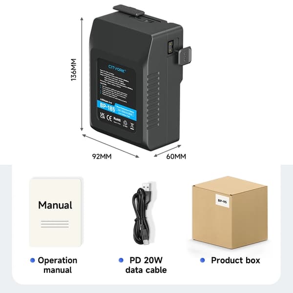 PALO Mini V Mount Batteri, 12500mAh Kapacitet, PD 60W Bidirektionel Opladning,1STK