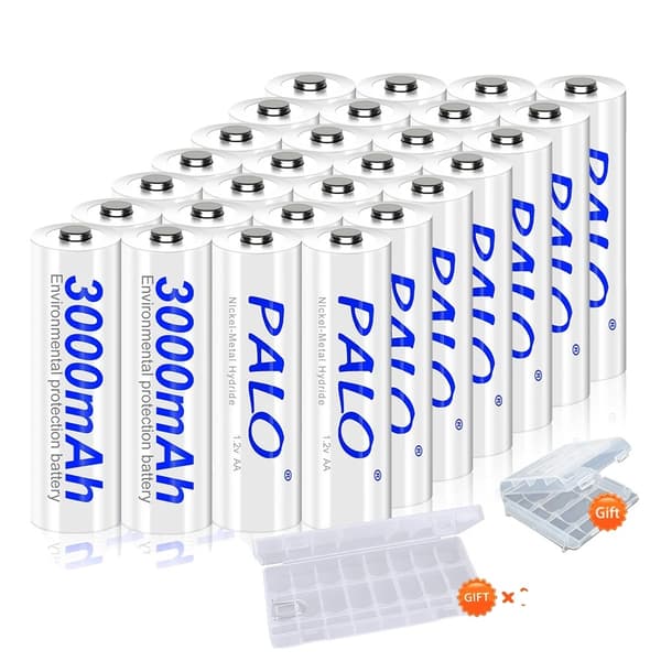 AA genopladelige batterier, 3000mAh kapacitet, 1800 genopladningscykler,28 stk.