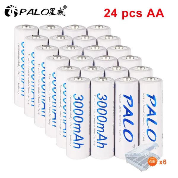 AA Ladattavat Paristot, 3000mAh Kapasiteetti, NI-MH Tyyppi,1.2V, 24 kpl AA-paristoa