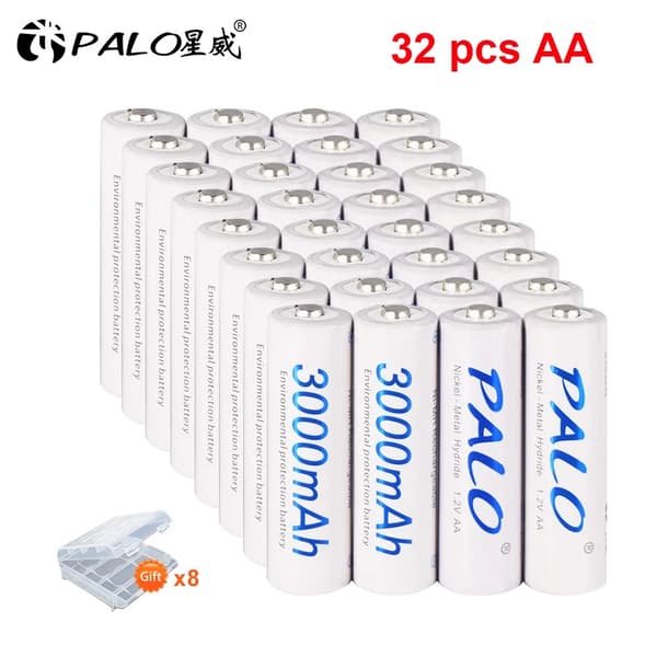AA Ladattavat Paristot, 3000mAh Kapasiteetti, NI-MH Tyyppi,1.2V, 24 kpl AA-paristoa