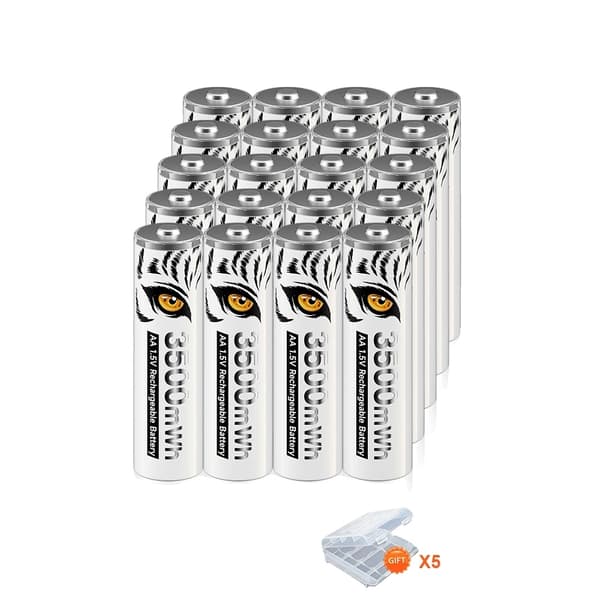1.5V AA Genopladeligt Batteri, 3500mWh Kapacitet, LCD Skærm Oplader,20 stk. batteri 20pcs battery