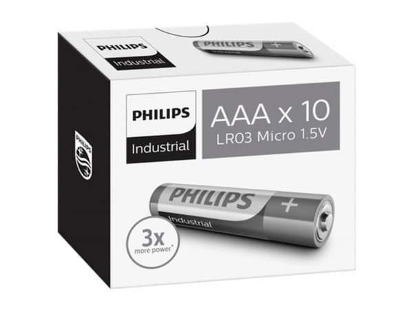AAA-batteri Philips Industrial LR03 Alkali-mangan 10 stk
