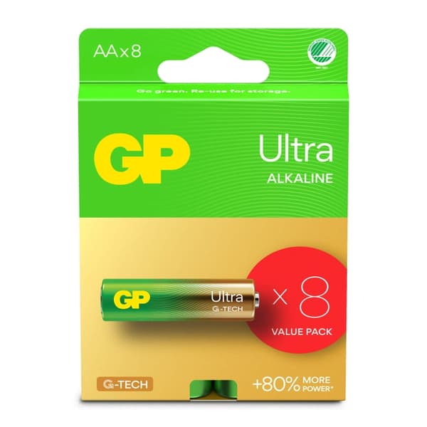 GP Batteri Ultra Alkaline AA LR6 8-Pakning