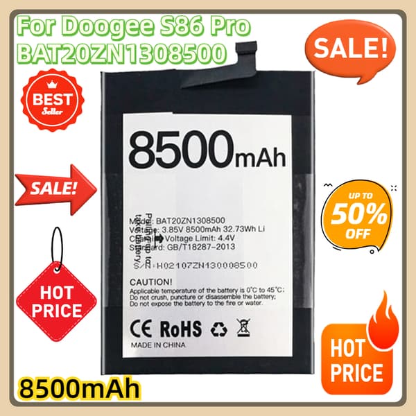 Ersättningsbatteri för Doogee S86 Pro, 8500mAh kapacitet, kompatibel design, säker kemi