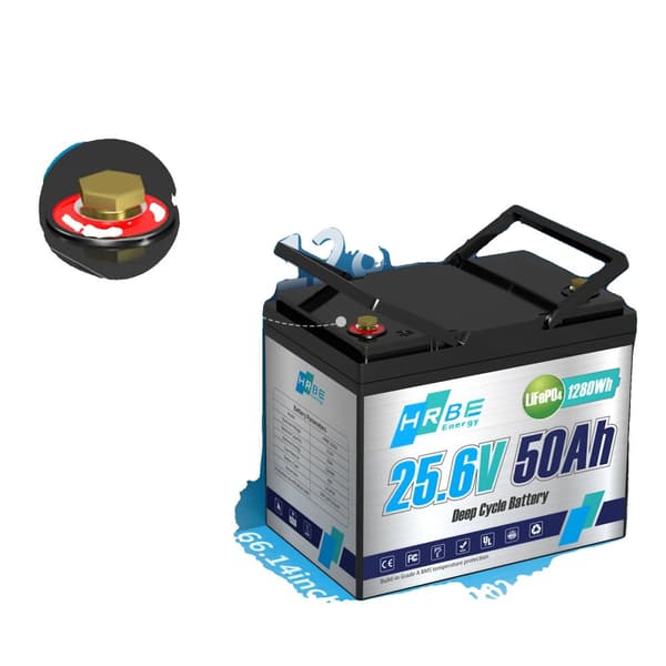 LiFePO4 Lithiumbatteri, 24V spænding, 50Ah kapacitet,24V 50Ah