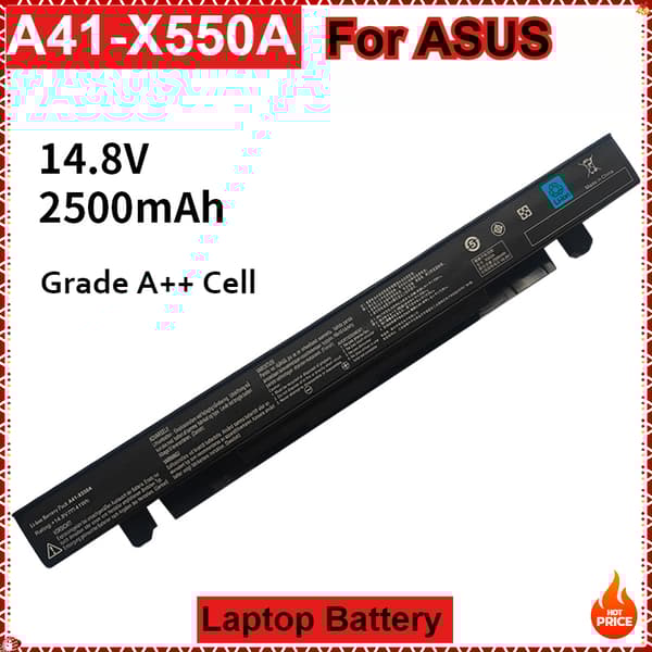 ASUS-kannettavan akku, 2500mAh kapasiteetti, yhteensopiva useiden mallien kanssa,A41-X550A-2500mAh