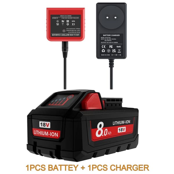 M18 Ersättningsbatteri, 8000mAh kapacitet, 18V litiumjon,8.0Ah Laddare
