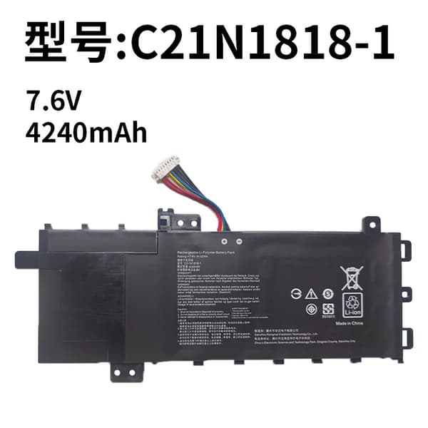 Laptopbatteri, 7.6V spænding, 4240mAh kapacitet,C21N1818-1 4240mAh