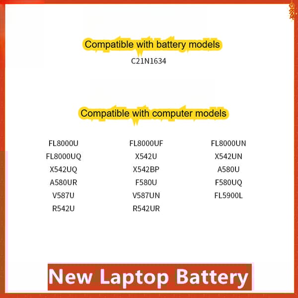 C21N1634 Laptopbatteri, 5000mAh kapacitet, 7.6V spænding,C21N1634 5000mAh