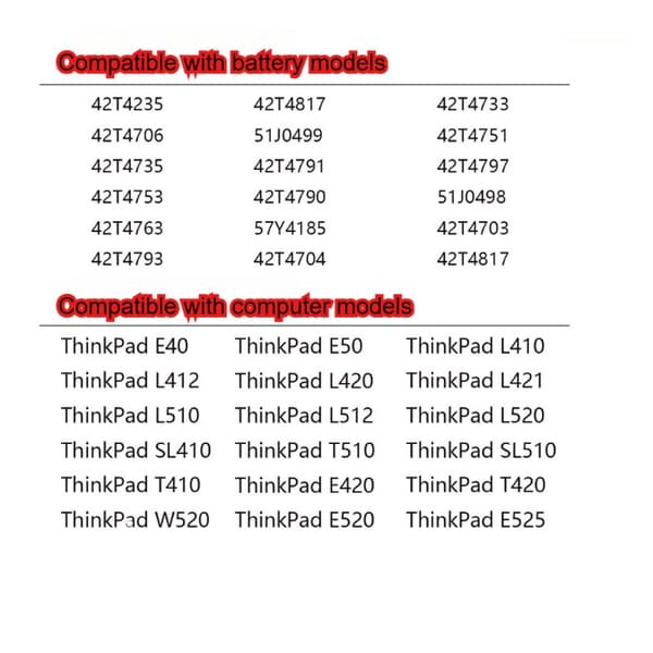 Kannettava tietokoneen akku, T410 4200mAh, yhteensopiva Lenovo ThinkPadin kanssa,T410 4200mAh