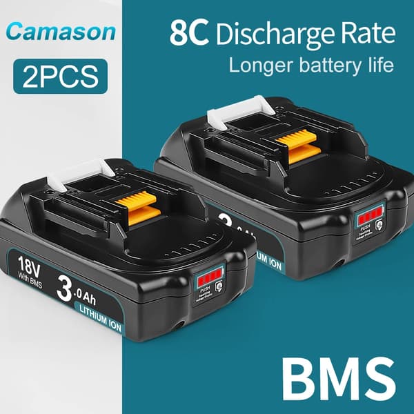 Camason 18V litiumioniakku, 3Ah kapasiteetti, BMS-suojaus,3Ah Akut 2 kpl