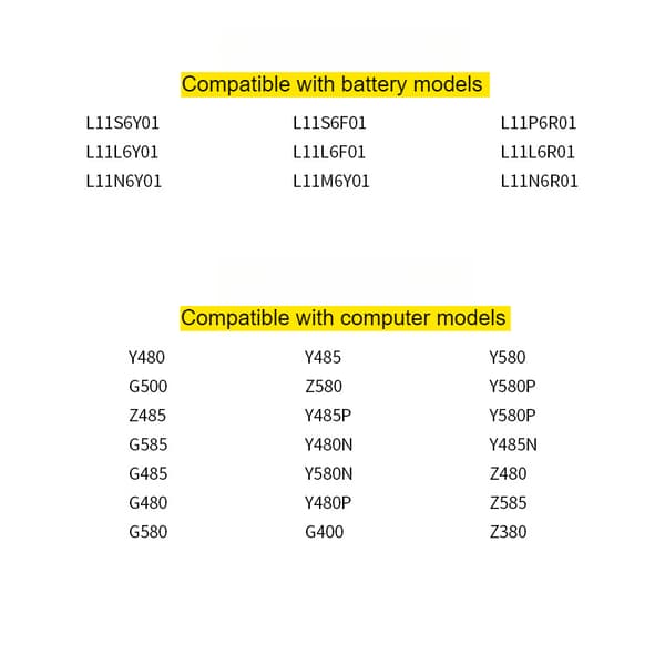 Erstatningsbatteri til bærbar computer, 4400mAh kapacitet, 6-cellers design,L11S6Y01-4400mAh