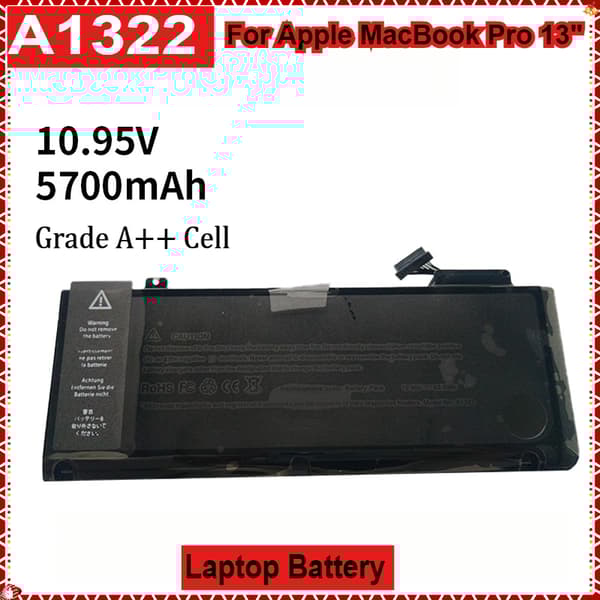 A1322 Batteri för Apple MacBook Pro 13", Hög kapacitet 5700mAh, Pålitlig prestanda,A1322 5700mAH