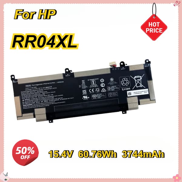 RR04XL Laptopbatteri, høj kapacitet 60,76Wh, 15,4V spænding, Li-Polymer type