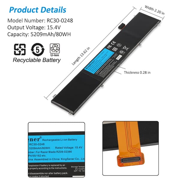 RC Laptopbatteri, 5209mAh kapacitet, 15.4V spänning, Li-Ion typ