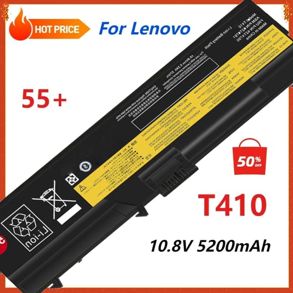 T410 Laptop Batteri, 5200mAh Kapacitet, 6 Celler, Kompatibel med Flere Lenovo Modeller