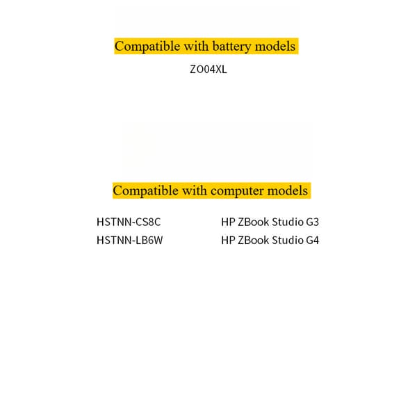ZO04XL Laptopbatteri, 3930mAh kapacitet, kompatibel med HP Zbook Studio G3,3930mAh ZO04XL