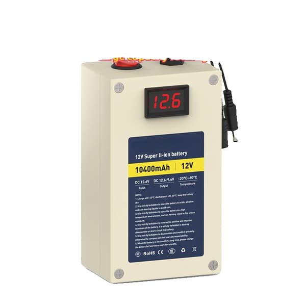 Genopladeligt lithium-ion-batteripakke, 12V 10400mAh, indbygget BMS, letvægtsdesign