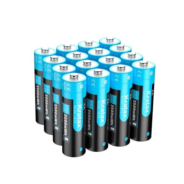 Li-ion genopladeligt AA-batteri, 3500mWh kapacitet, 1,5V spænding,16 stk batteri, 1,5V