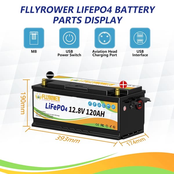 LiFePO4-batteri, 12,8V, kapacitet 100Ah / 120Ah, høj cykluslevetid,12v 120Ah 393