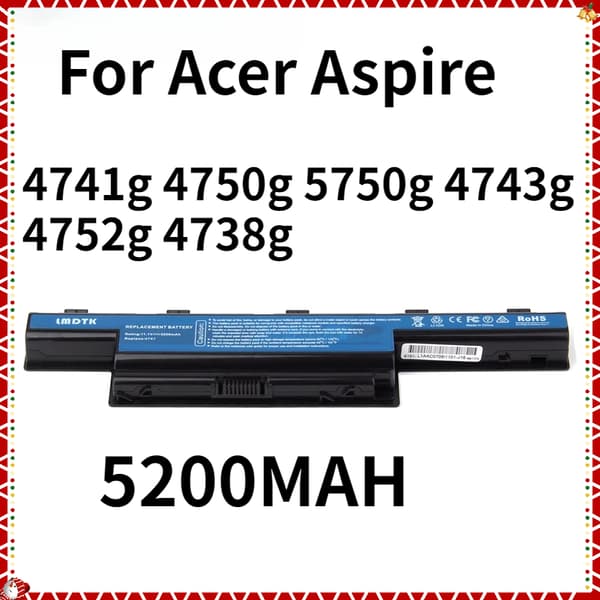 Ny bærbar computerbatteri, 5200mAh kapacitet, kompatibel med Acer Aspire-serien,5200MAH