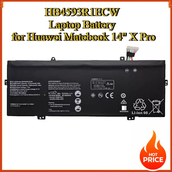 HB4593R1ECW Laptopbatteri, Hög kapacitet 7565mAh, Pålitlig 7.6V spänning, Certifierat säkert
