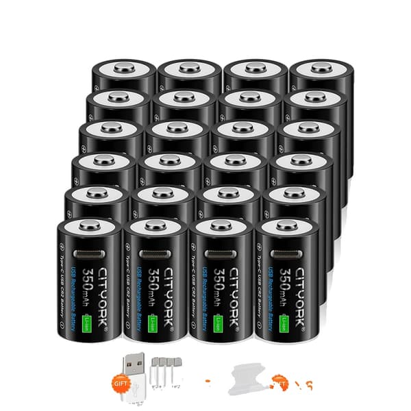 CR2 Genopladeligt Batteri, 350mAh Kapacitet, USB-C Hurtigopladning,24 STK batteri
