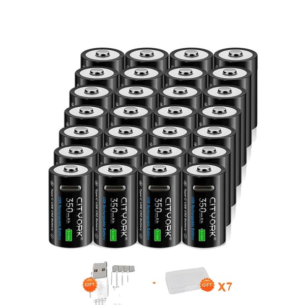CR2 Genopladeligt Batteri, 350mAh Kapacitet, USB-C Hurtigopladning,28 STK batteri