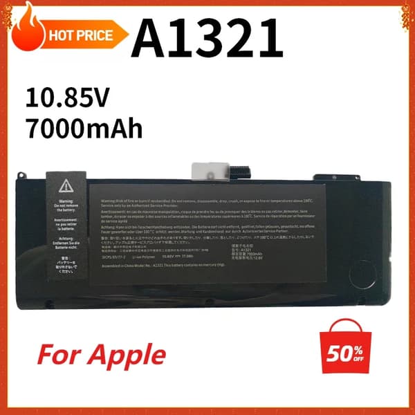 A1321 Laptopbatteri, 10.85V spänning, 77.5Wh kapacitet, 6-cellers design
