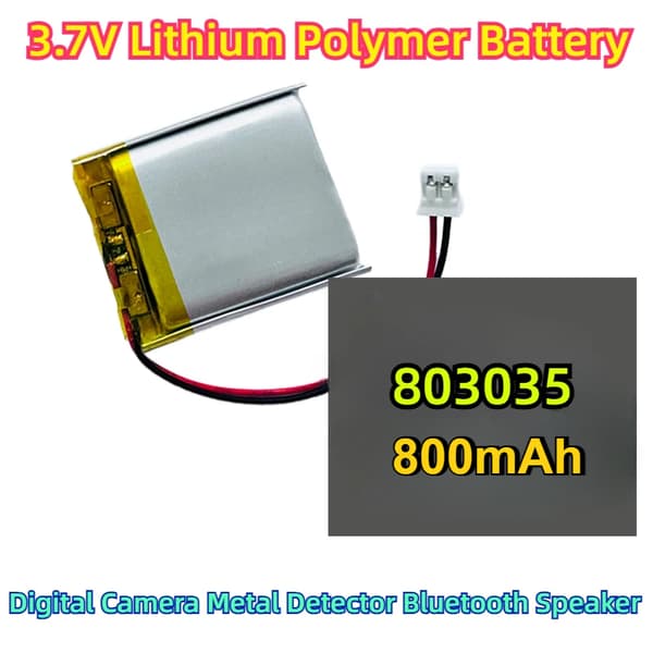 **Titel** 3.7V Lithium Polymer Batteri, 800mAh Kapacitet, Kompakt Størrelse,3,7V, 803035-800mAh 10 stk