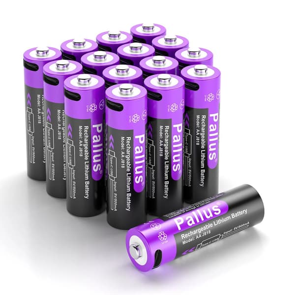 Pallus 1,5V AA Lithiumbatteri, USB Type-C opladning, 3350mAh kapacitet,16 PC batteri, 1,5V