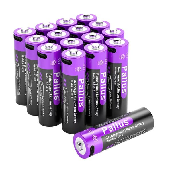 Pallus 1,5V AA Lithiumbatteri, USB Type-C opladning, 3350mAh kapacitet,16 PC batteri, 1,5V