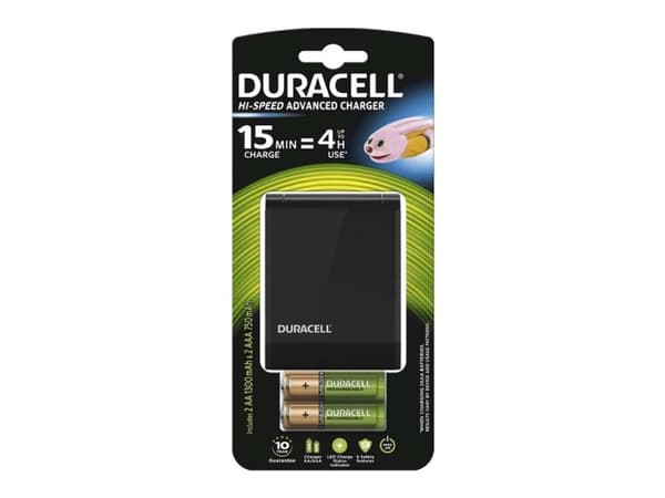 Duracell CEF15 Erittäin nopea 15 minuutin laturi + 4 AA Active Charge -paristoa