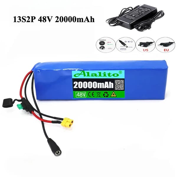 48V Lithium-ion batteripakke, 20000mAh kapacitet, 13S2P konfiguration,20Ah med oplader